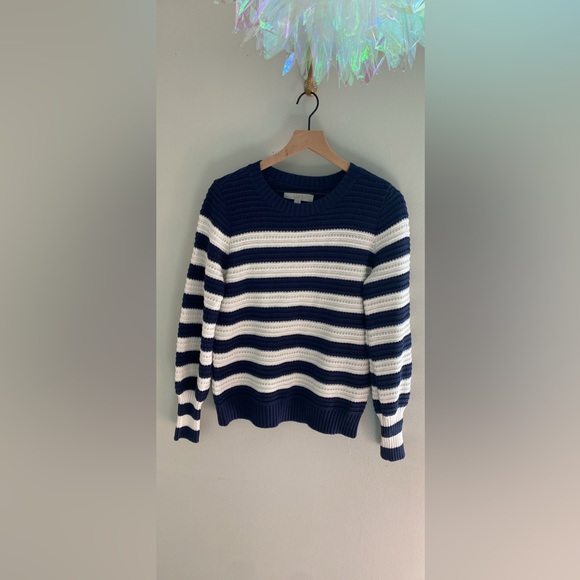 Loft classic navy and white striped fisherman nautical sweater - Picture 1 of 3